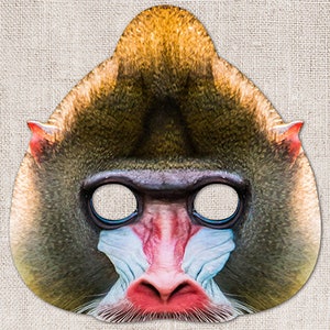 Mandrill Printable Mask, Photo-Real Mask, Rafiki, Halloween Mask, Printable Mask, Lion, King, 2 Sizes, Costume, Monkey