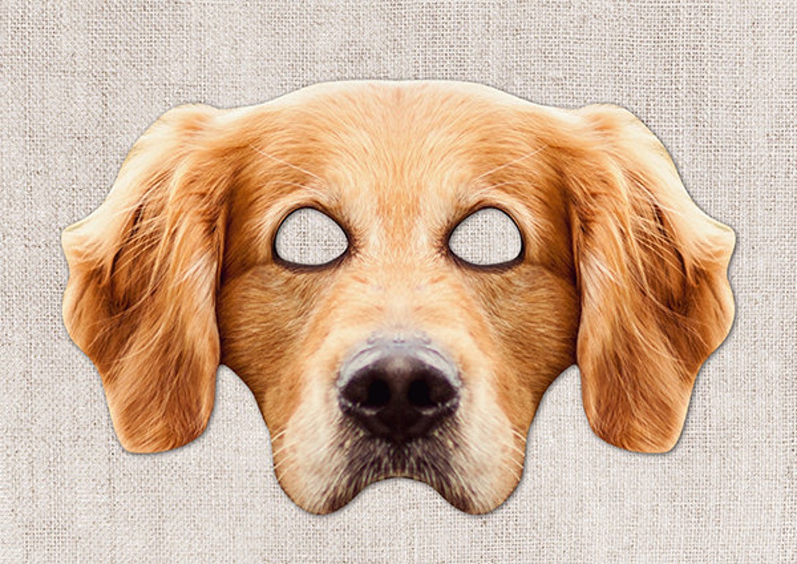 Golden Retriever Printable Mask Dog Golden Photoreal Dog Etsy UK