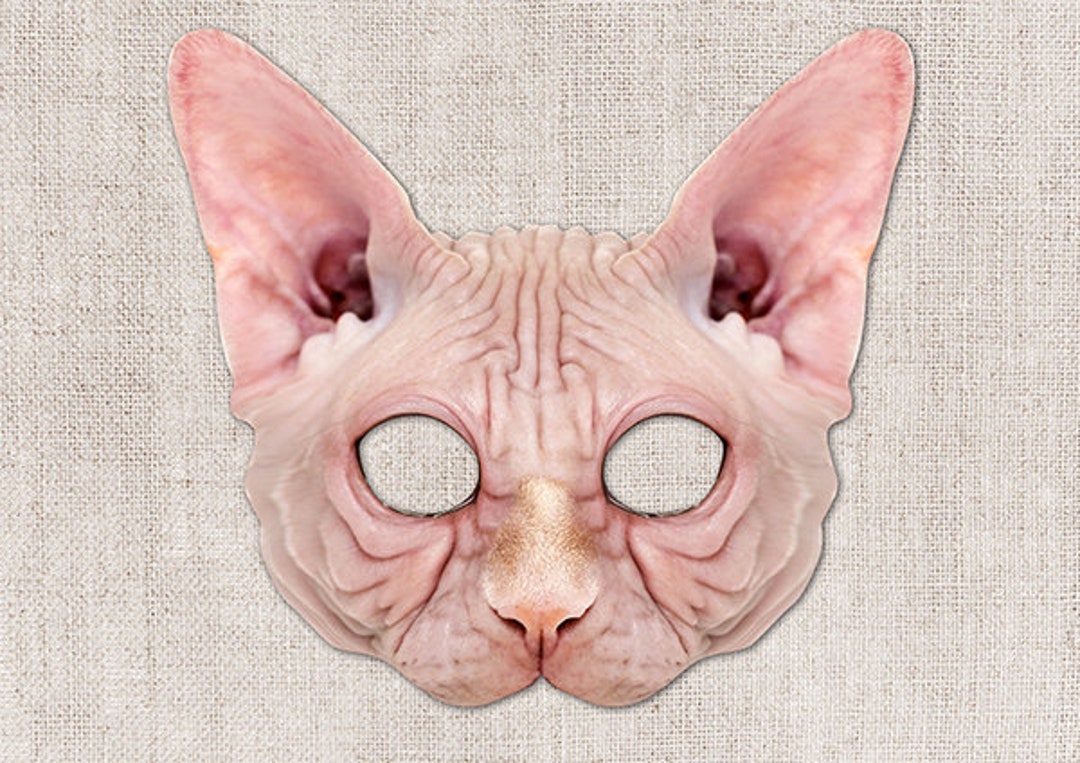 Sphynx Hairless Cat Printable Mask, Cat, Photo-real, Printable