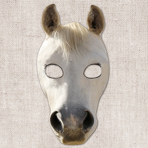 White Horse Printable Mask, Photo-Real Horse Mask, Printable Halloween Mask, Printable Mask, Horse Costume, Horse, 2 Sizes, Zoom Prop