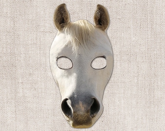 White Horse Printable Mask, Photo-Real Horse Mask, Printable Halloween Mask, Printable Mask, Horse Costume, Horse, 2 Sizes, Zoom Prop