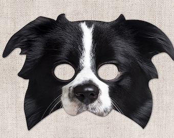 Border Collie Printable Mask, Dog, Photo-Real Dog Mask, Halloween Mask, Printable Mask, Border Collie Costume, 2 Sizes, Zoom Prop, Zoom Mask