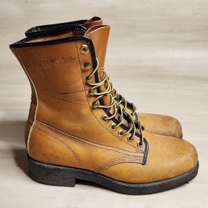 Botas vintage Wolverine de caza, color canela, con cordones, resistentes al aceite, de 20 cm, talla 6
