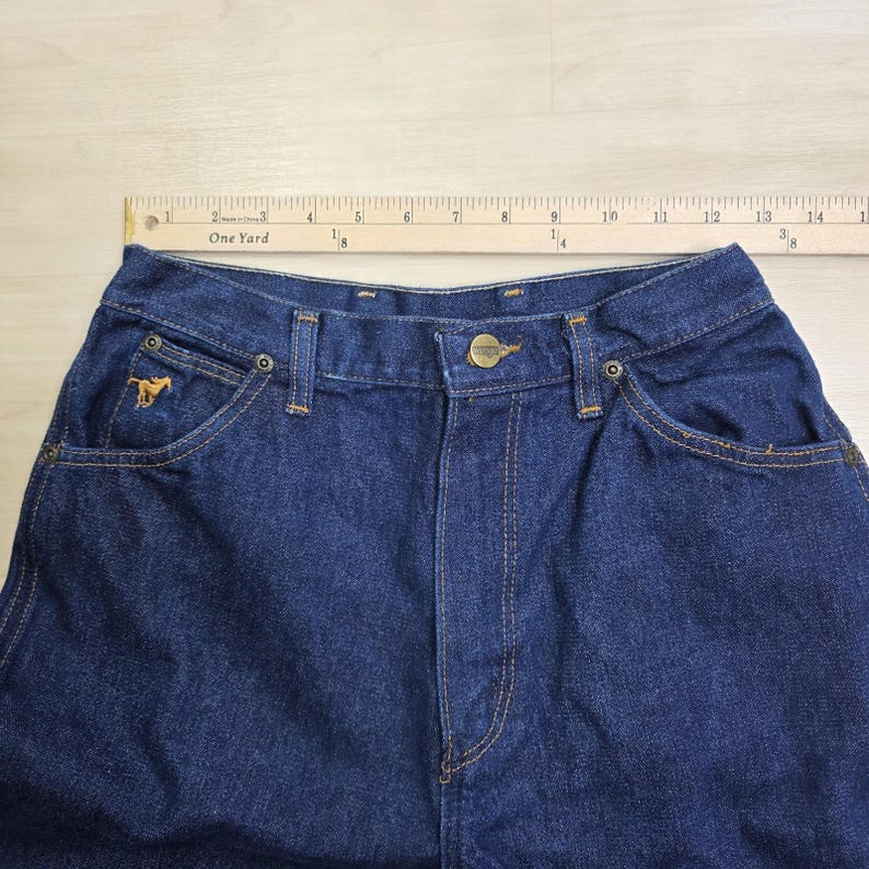 70s Wrangler No Fault Denim Jeans Pony Scovill Zip Dark Women's Size 12 25 x 32 image 6