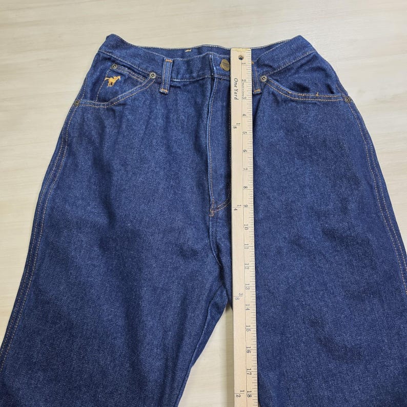 70s Wrangler No Fault Denim Jeans Pony Scovill Zip Dark Women's Size 12 25 x 32 image 7
