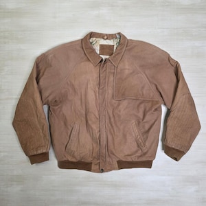 Marlboro Adventure Team Herren Braun Leder Bomberjacke Map Lining Vintage XL