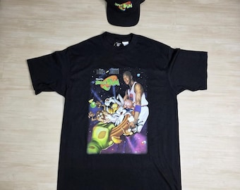 Vintage Warner Space Jam Promo Shirt Michael Jordan Bugs w/ Hat Large Deadstock