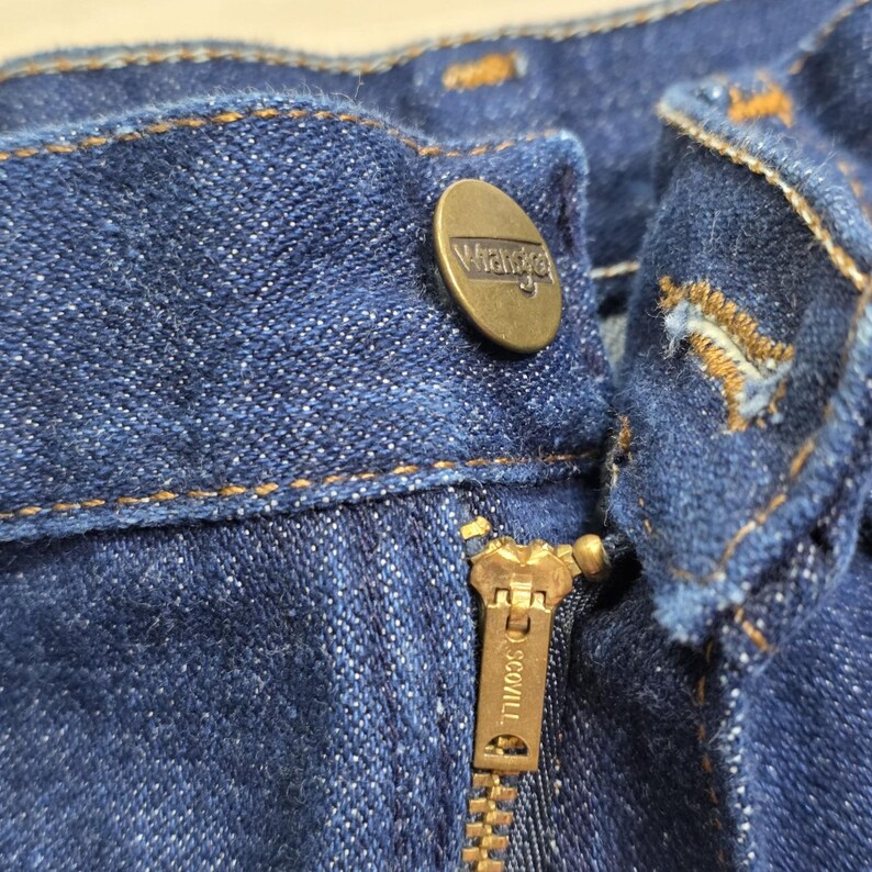 70s Wrangler No Fault Denim Jeans Pony Scovill Zip Dark Women's Size 12 25 x 32 image 5