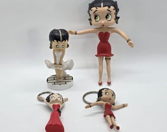 Lot of 4 Vintage Betty Boop Figures Posable Keychains Marilyn Monroe