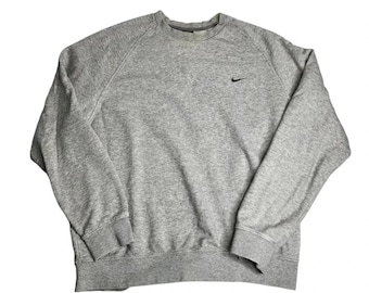 Vintage Nike Swoosh Crewneck Sweatshirt Silver Tag Size Large Gray