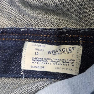 70s Wrangler No Fault Denim Jeans Pony Scovill Zip Dark Women's Size 12 25 x 32 image 4
