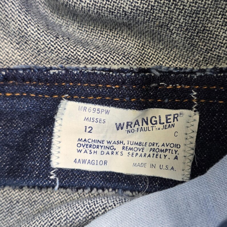 70s Wrangler No Fault Denim Jeans Pony Scovill Zip Dark Women's Size 12 25 x 32 image 4