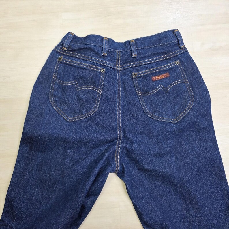 70s Wrangler No Fault Denim Jeans Pony Scovill Zip Dark Women's Size 12 25 x 32 image 3