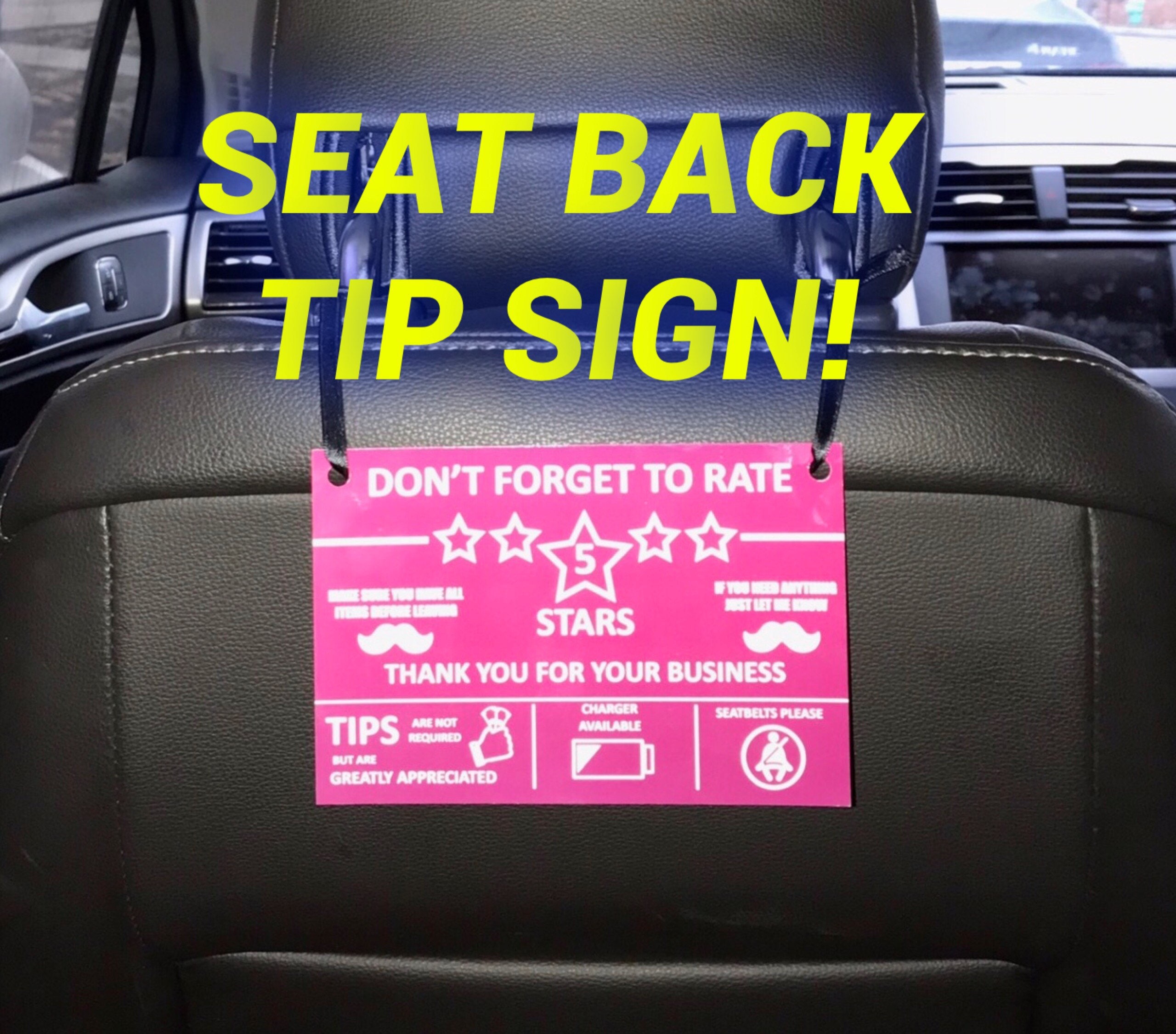 Uber Lyft Tip Sign PINK Rideshare backseat sign FREE Etsy