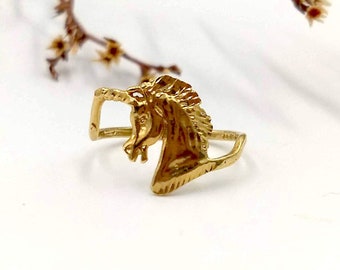 14K Gold Unicorn Ring, Size 7, Women's Jewelry,Valentines Gift, Magical Beast, Mythical Creature,Spiritual Animal, Gold Jewelry, Anniversary