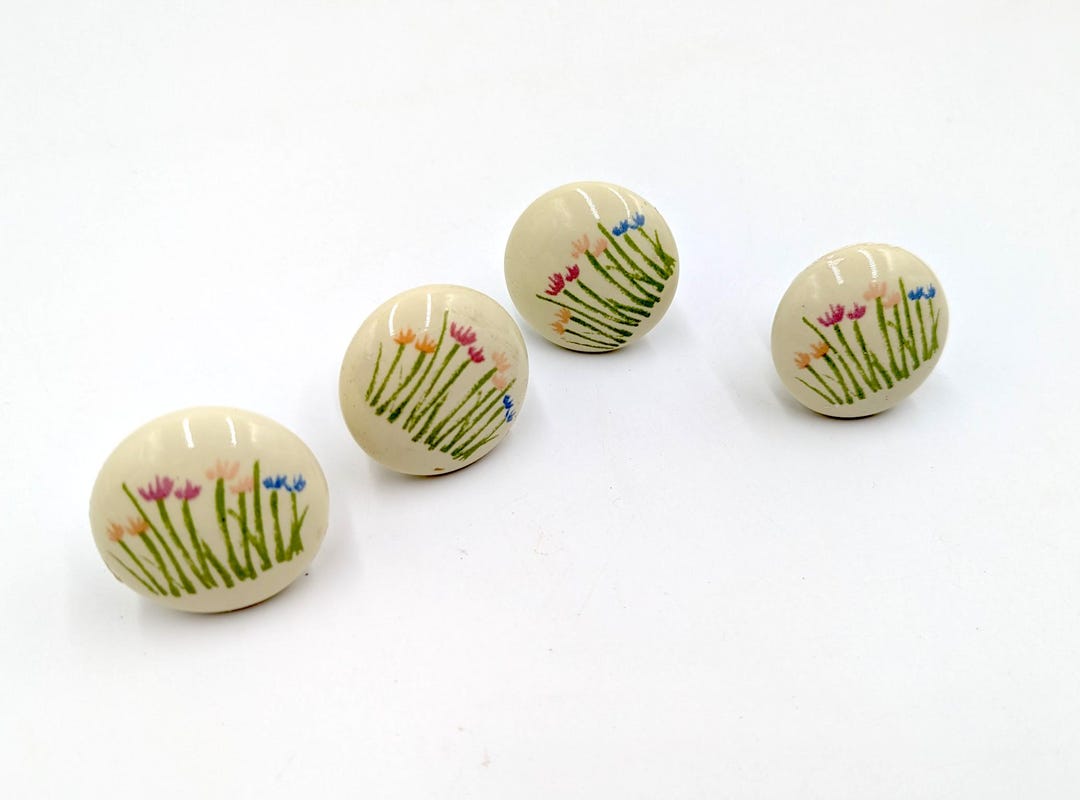 4 Vintage White Flower Ceramic Drawer Pulls & Knobs, Hardware DIY ...