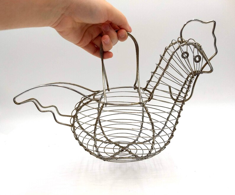 Vintage Wire Chicken Egg Basket Egg Gathering Basket Etsy