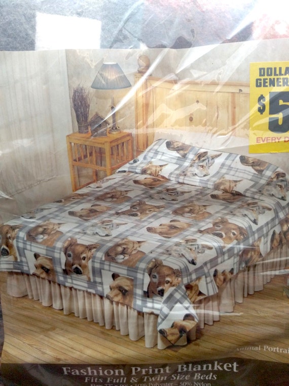 Sale 90s Full Twin Throws Bed Spread Bed Decor Wild Game Etsy
