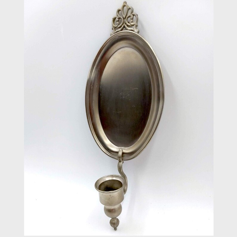 Vintage Pewter Candle Sconce Grey Wall Candle Holder  Etsy