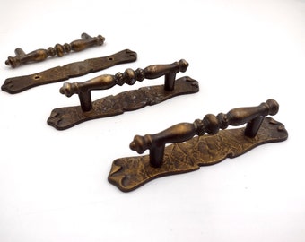 Vintage 3" Bronze Drawer Pulls, Metal 2 Pc Cabinet Hardware, DIY Home Accessories, Dresser Handles, Retro 60s 70s 80s Steampunk Grunge