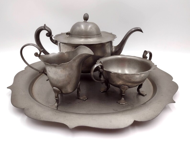 SALE Rare Antique Pairpoint Pewter Tea Service With Tray Art Etsy