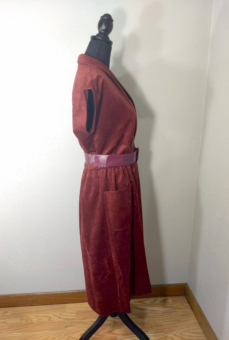 Retro Long Coat Gifts for Her Size M Velvet Short Sleeve Women/'s Vintage Designer Chic Mod Dress SALE 80/'s Neiman Marcus Burgundy Dress