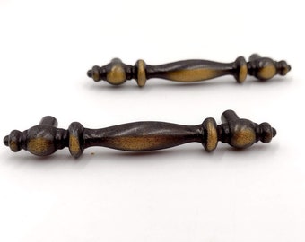 Pair of 3" Bronze Drawer Pulls, Set of 2, Antique Brass Cabinet Handle Pair, DIY Home Hardware, Retro 80's Vintage Handles, Minimalist