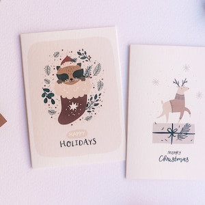 Conjunto de tarjetas de Navidad ilustradas, tarjetas de felicitación de Navidad ilustradas, paquete de tarjetas de felicitación de Navidad, lindas tarjetas de Navidad de acuarela