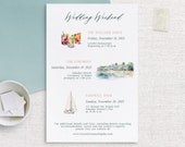 Wedding Day Timeline Template, Fully Editable DIY Wedding Timeline Card Template, +200 Watercolor Illustrations Wedding Itinerary Template
