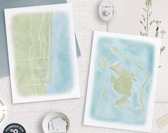 Custom Background Illustration for Your Wedding Map Template, Custom Watercolor Background Add-On for Wedding Map Invitation Template
