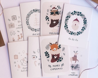 Paquete de 8 tarjetas de felicitación navideñas, tarjetas de felicitación navideñas en caja, paquete de tarjetas navideñas, tarjetas de felicitación navideñas, lindas tarjetas navideñas