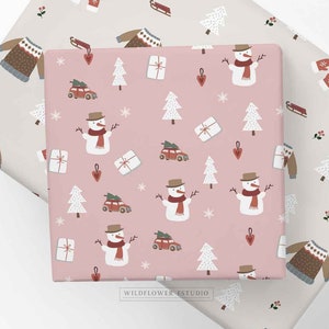Pink Christmas Wrapping Paper Sets, Wrapping Paper Christmas Gift Wrap, Holiday Gingerbread Wrapping Paper, Christmas Wrapping Paper Roll