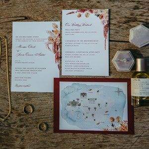 Custom Wedding Invitations, Custom Wedding Invitation, Watercolor Wedding Invitation Suite,  Watercolor Wedding Suite, Custom Wedding Map