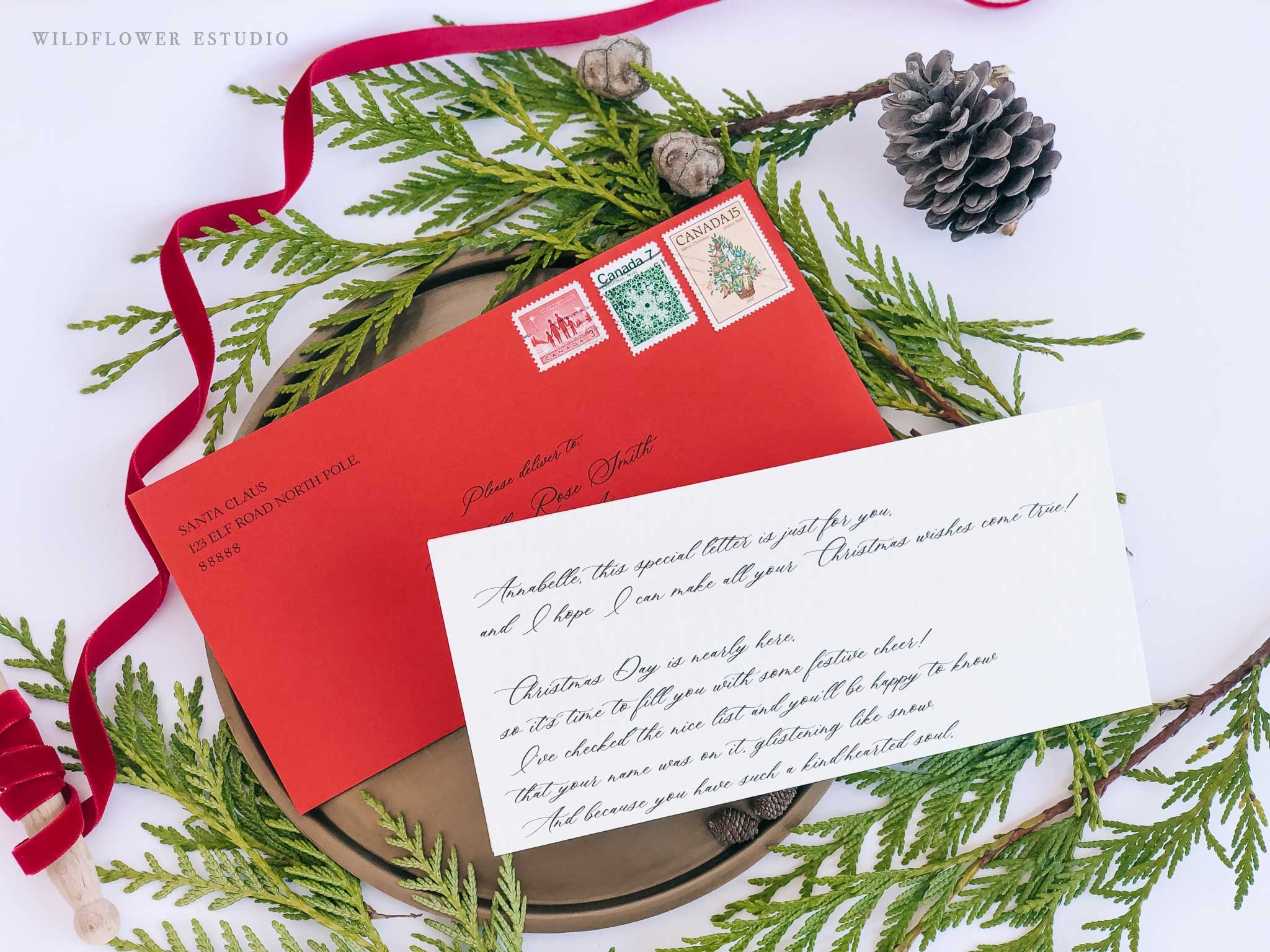 Personalised Christmas Letter From Santa With Vintage Stamps and Velvet ...
