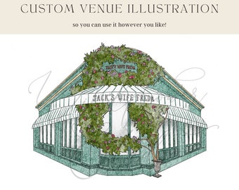 Wedding Venue Painting, Custom Venue Drawing, Watercolor Wedding Venue, Hand drawn Wedding Venue, DIGITAL FILE Wedding Venue Illustration