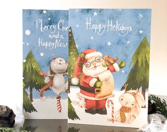 Christmas Greeting Cards Set, Christmas Card Set, Christmas Cards Pack, Holiday Card Pack, Christmas Card, Christmas Postcard Set