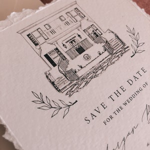 Venue illustration Save The Date, Wedding Venue Save the Date Illustration, Wedding Save The Date Cards, Deckle Edge Save The Date Venue image 7