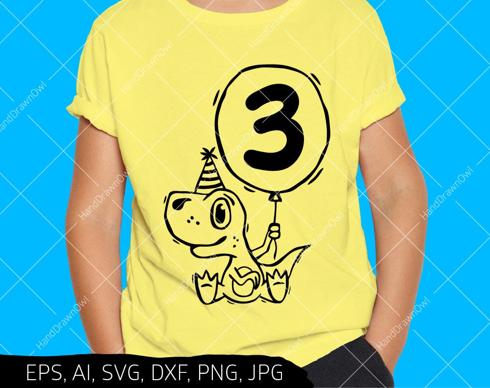 Download 3rd Birthday Svg Third Birthday Dinosaur Svg Im Three Svg Etsy