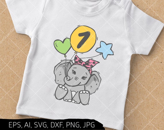 Download Cute Baby Elephant Svg File For Cricut 1st Birthday Svg Etsy