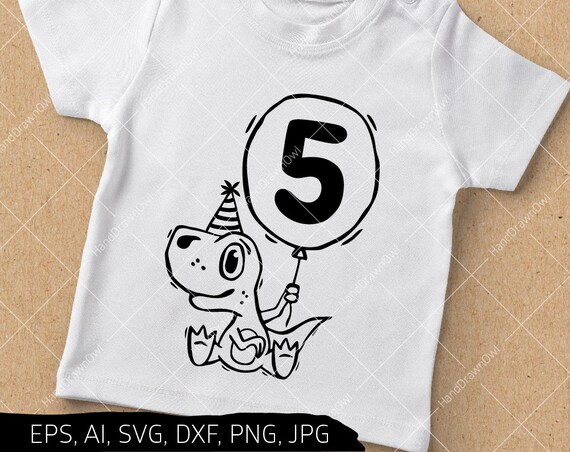 Download 5th Birthday Dinosaur Svg Fifth Birthday Svg Im Five Svg Etsy
