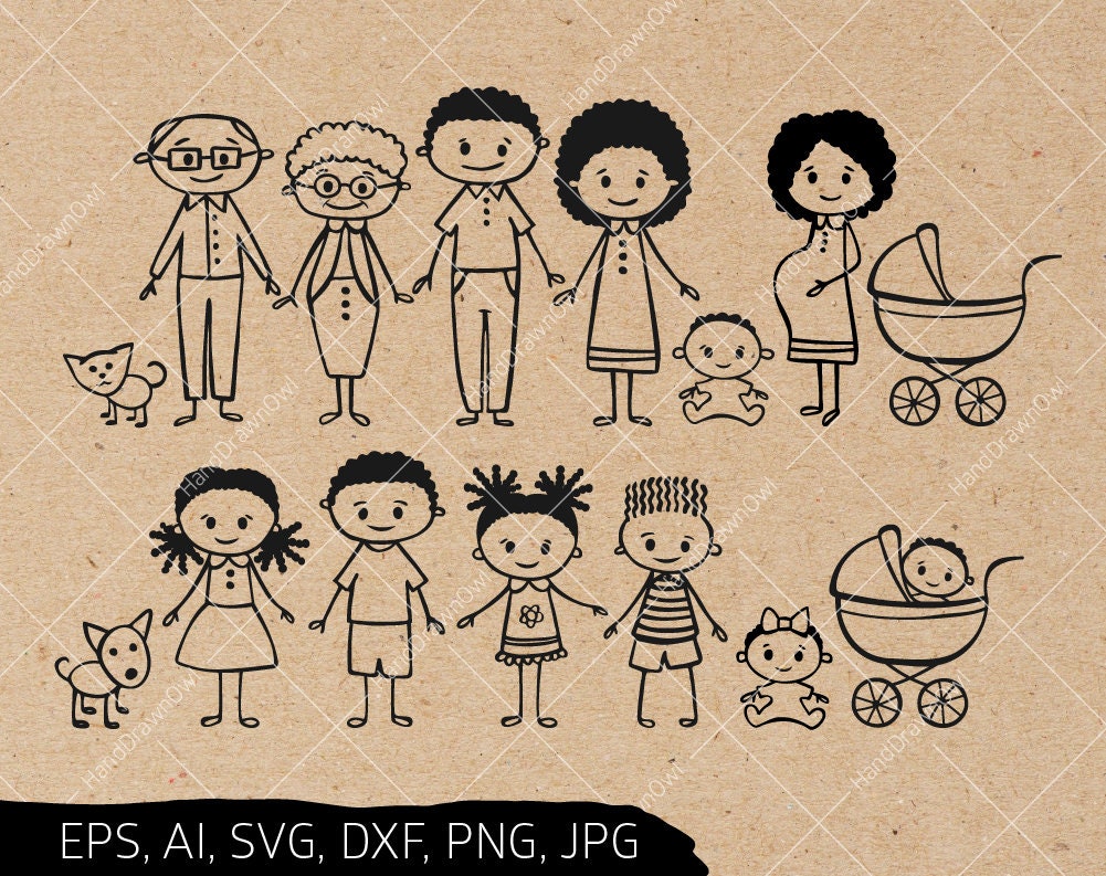 Download African American Stick Family Svg File Stick People Svg Etsy