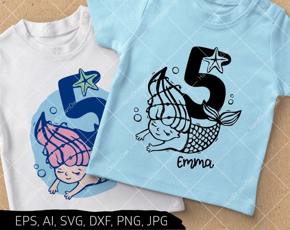 Download 5th Birthday Mermaid svg Little Mermaid svg Fifth birthday ...