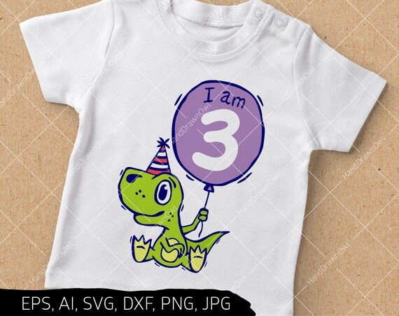 3rd Birthday Svg Third Birthday Dinosaur Svg Im Three Svg Etsy