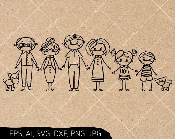 Download Stick Family SVG file Face Mask svg Stick people svg files | Etsy