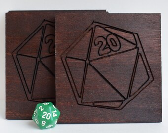 D20 - Role Playing Game Coasters - Set of 4