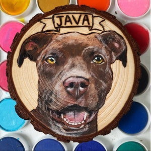 Custom Pet Portrait Ornament Wood Burning Dog Animal Painted Christmas Gift Tree Lover Mom Dad Best Friend Cat Personalized Pyrography Art