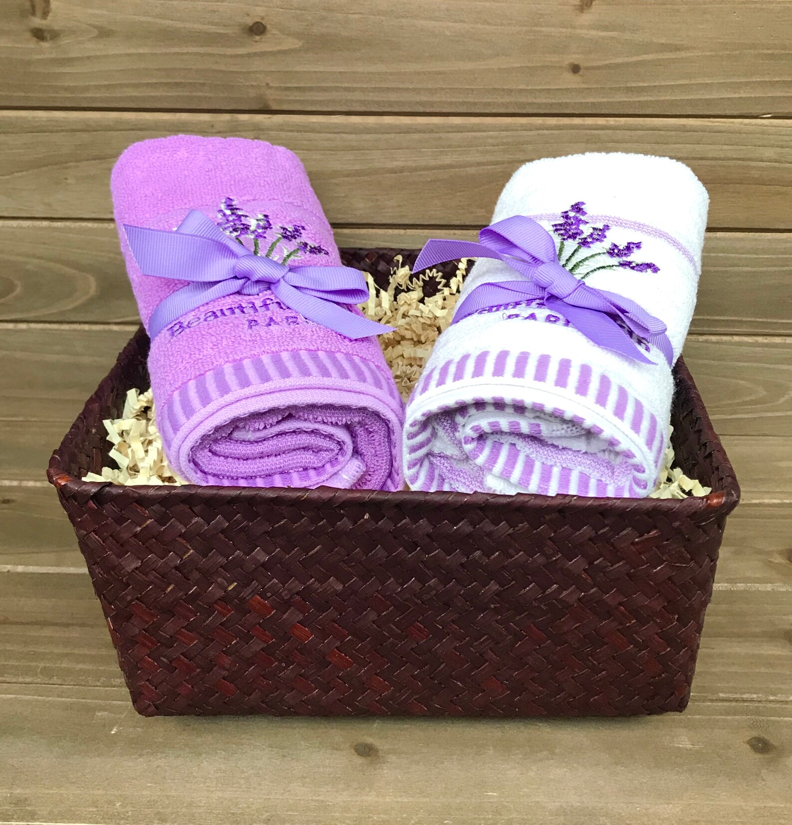 Lavender Towel Gift Basket Lavender Towels Hand Towels Gift Etsy