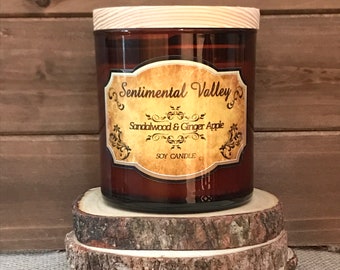 Sandalwood & Ginger Apple Soy Candle, Sandalwood Soy Candle, Scented Soy Candle, Sandalwood Candle, Ginger Apple Candle, Holiday Candle