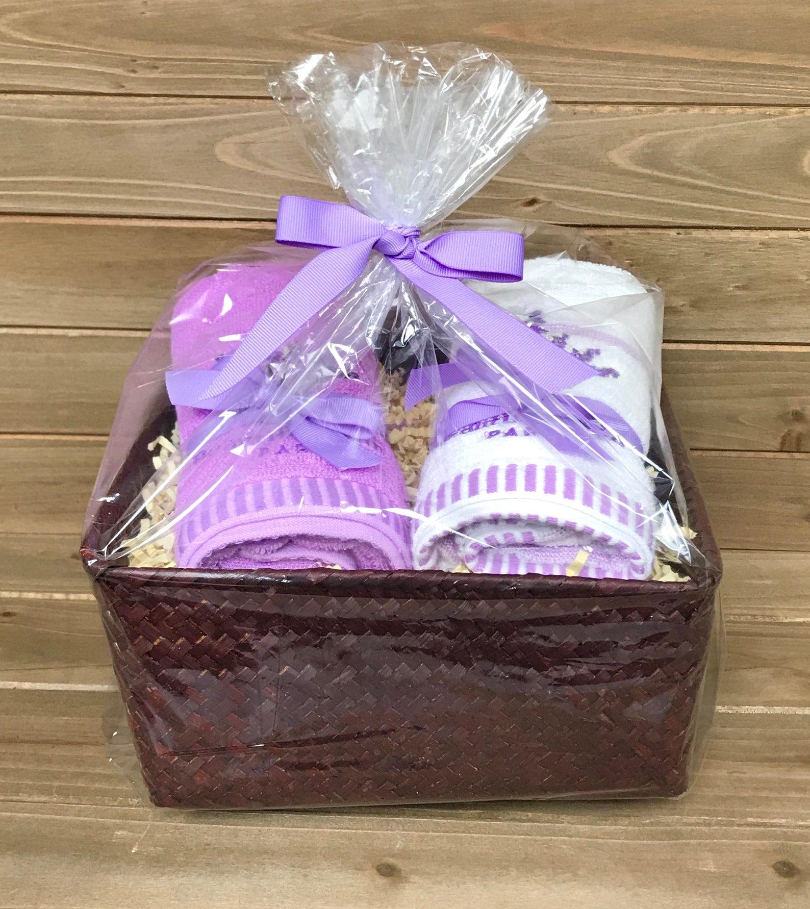 Lavender Towel Gift Basket Lavender Towels Hand Towels Gift Etsy
