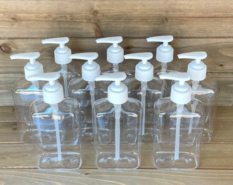 10-Pack Plastic Bottles, 8oz Clear Plastic Bottles, Plastic Bottles with Pump, Oblong Plastic Bottles, Soap Bottles, Hand Sanitizer Bottles